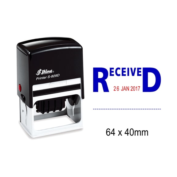 Shiny Date Stamp Self Inking With Received Text Ofiice Stationery Rubber Stamper S-829D