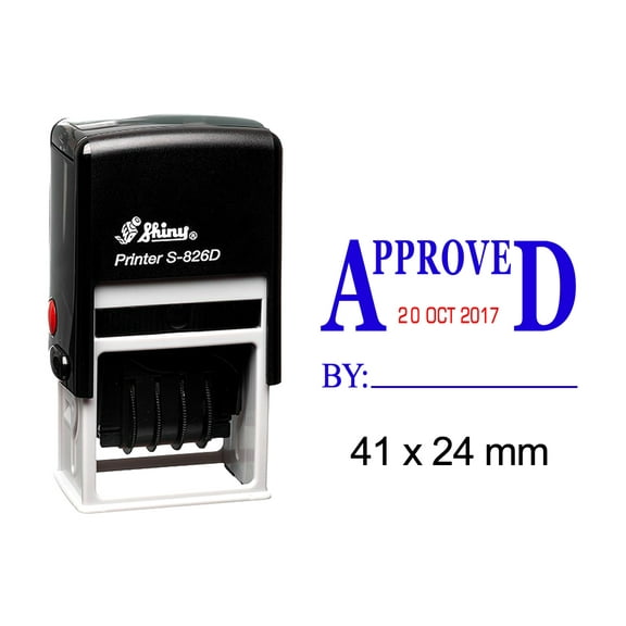 Shiny Date Stamper Self Inking With Approved By Text Ofiice Stationery Rubber Stamp S-826D