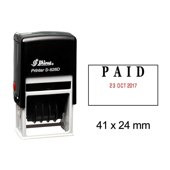 Shiny Date Stamper Self Inking With Paid Text Ofiice Stationery Rubber Stamp S-826D