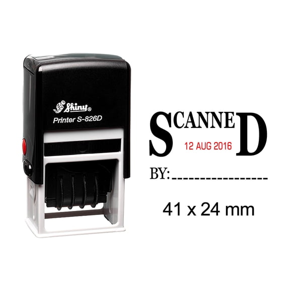 Shiny Date Stamper Self Inking With Scanned By Text Ofiice Stationery Rubber Stamp S-826D