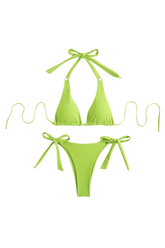 Shiny Diamond Bikini Set Women Triangle V Neck Halter Push Up Two Piece Beach Swimsuit Sparkly Textured Cheeky Bottom