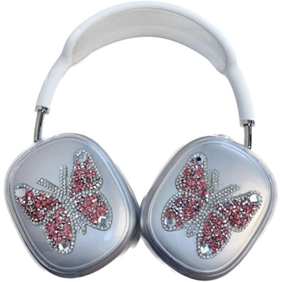 Shiny Diamond Case for AirPods Max Headphones,Cute Beautiful Luxury Glitter Butterfly Protective Cover for AirPods Max Girls Women Gift (Multicolor)