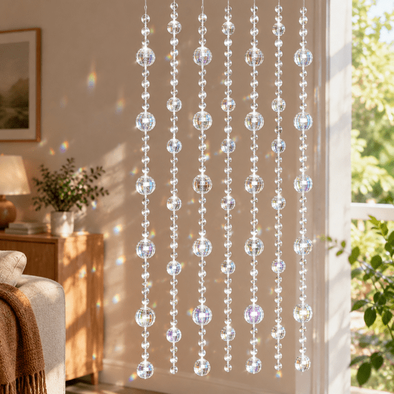 Shiny Graphics Shiny Disco Balls Beaded Curtain, 35