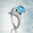 thumbnail image 1 of Shiny Dolphin Shaped Womens Ring With Royal Blue Zircon Copper Inlay Jewelry Ideal Birthday Gift Elegant Gifts, 1 of 7