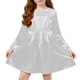 thumbnail image 1 of Shiny Dress for Little Big Girl 4-12 Years Long Sleeve Christmas A-Line Dress Party Short Gown Holiday Clothes (5 Years, White), 1 of 7