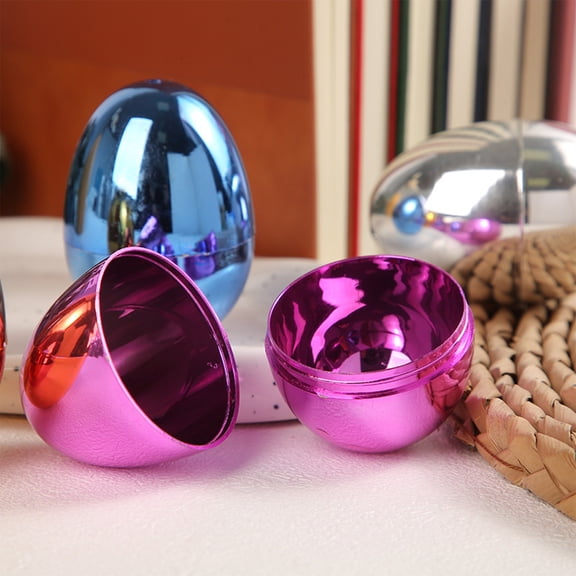 Shiny Easter Eggs Set 2.36 Inch Fillable Plastic Eggs, Empty Easter Eggs for Candy Treats, Egg Hunts, Basket Stuffers, Easter Theme Party Supplies
