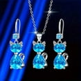 thumbnail image 1 of Shiny Exquisite Luxury Cat Pendant Necklace Earrings, 1 of 2