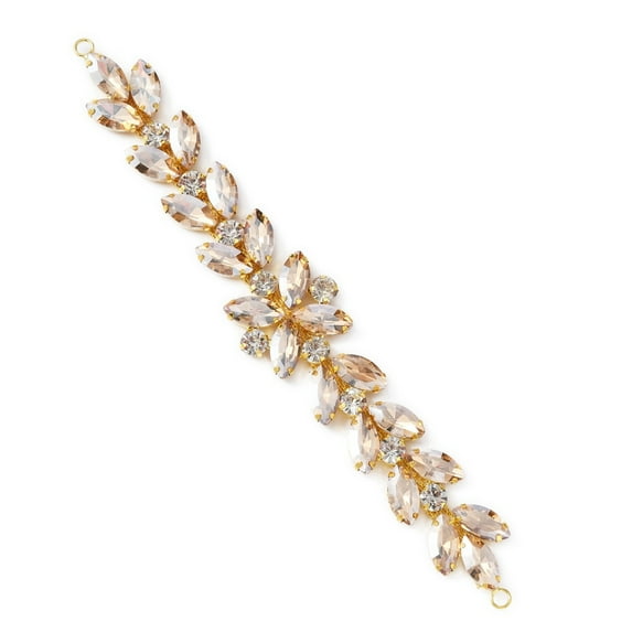 Shiny Flower Rhinestone Trim Flexible Sewing Crafts Bridal Costume Embellishment for DIY Shoes Belt Bag Hat Hairband Lt.Col.Topaz 212x23~34x7mm Diy