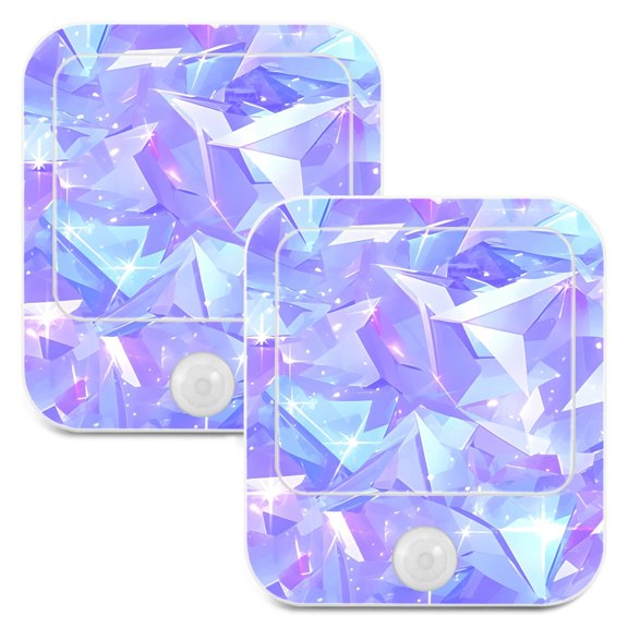 Shiny Geometric Shape Print 2 Pack LED Motion Sensor Night Light Plug into Wall Auto Dusk to Dawn Adjustable Brightness for Kids Bedroom Hallway Nursery Room