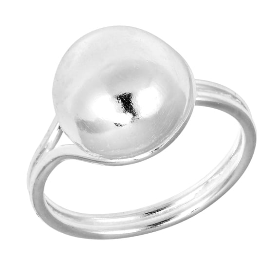 Shiny Glamour Dome Ball Sterling Silver Ring for Female Adult Anniversary Size - 7