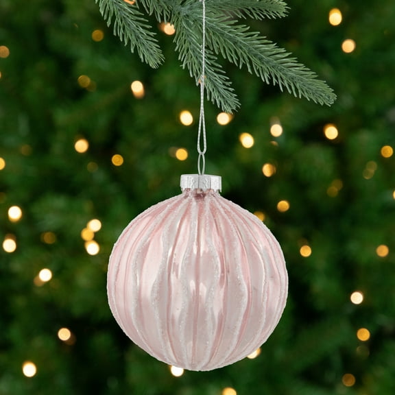 Northlight Shiny Glittered Geometric Glass Ball Christmas Ornaments - 3" (80mm) - Pink - 4ct