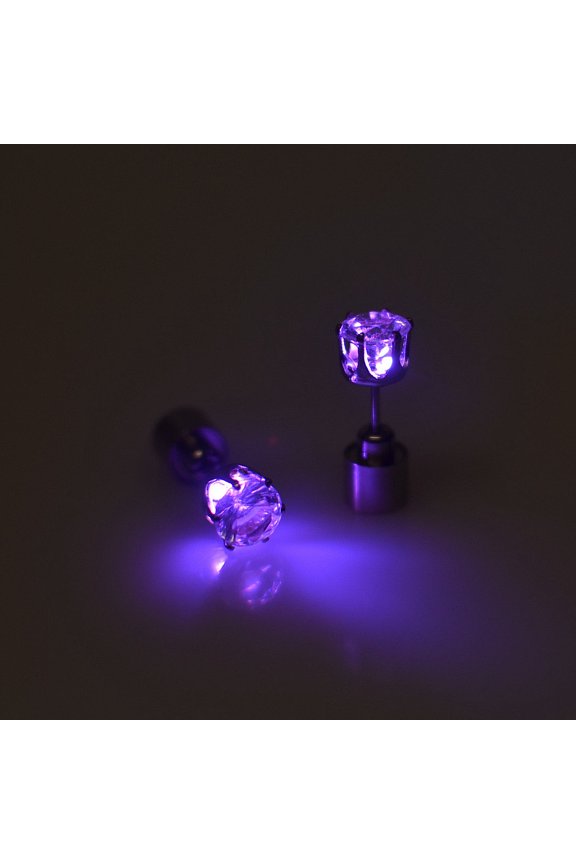 Shiny Glowing LED Lighting Up Stylish Earring Studs Crown Shap Ear Drop Stud, Wedding Rave Dance Party Night Out Halloween Christmas Decoration Present for Women Men