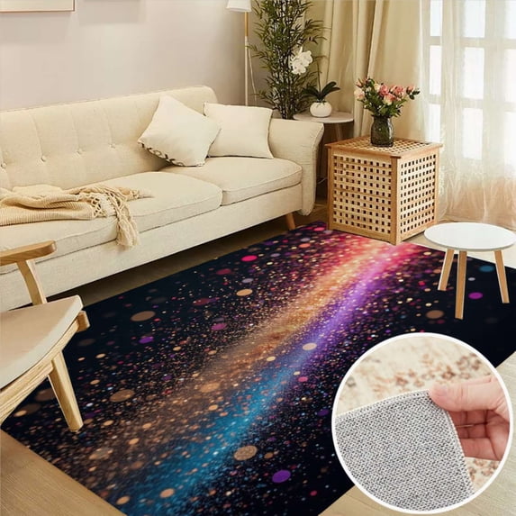 Shiny Glowing Particles Soft Large Area Rugs Washable Rug With Non-Slip Backing Carpet For Living Room Bedroom Kitchen