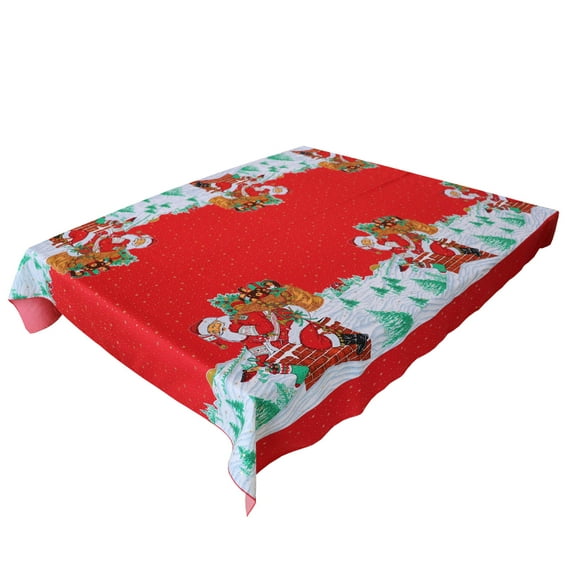 Shiny Gold Accents on Large Christmas Patterns Decorative Tablecloth