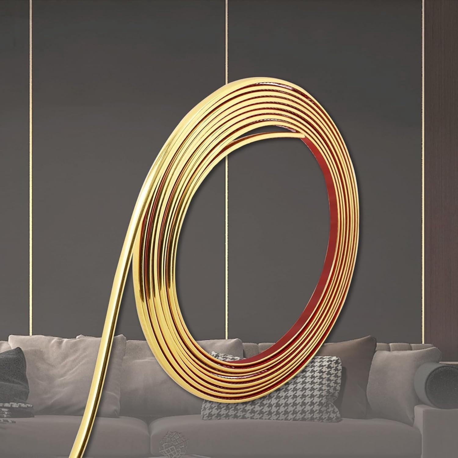 Shiny Gold Flexible Peel and Stick Wall & Floor Strip, Molding Trim for ...