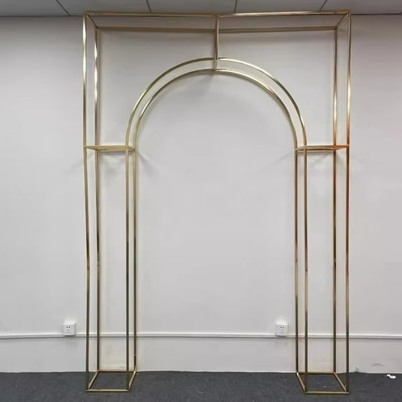 Shiny Gold Wedding Arch Backdrop Truss Metal Arch Ceremony Arch Backdrop Party Background