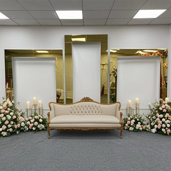 Shiny Gold Wedding Arch – Elegant Rectangle Metal Mirror Backdrop for Ceremonies, Parties & Christmas Decor