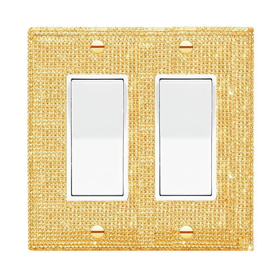 Shiny Golden Rhinestones Light Switch Cover Decorative Outlet Covers Wall Plate Double Toggle Wall Outlet Rhinestone Wall Plate Cover Decorative