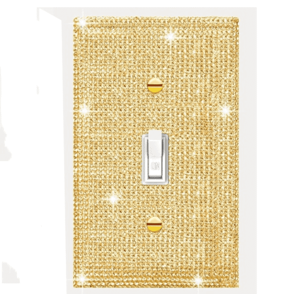 Shiny Golden Wall Plate Cover,Light Switch Cover,Toggle Light Switch Cover,Rhinestones Decorative Outlet Covers,Wall Plate Decorative