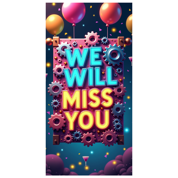 Shiny Golden We Will Miss You Banner Party Decoration Background Balloons Streamers Bunting for Farewell Party Retirement Party Departure Celebration Photography Props
