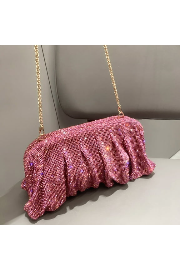 Shiny Handle Rhinestones Handmade Evening Clutch Bags New Folds Purses And Handbags Luxury Designer Wedding Party High Quality