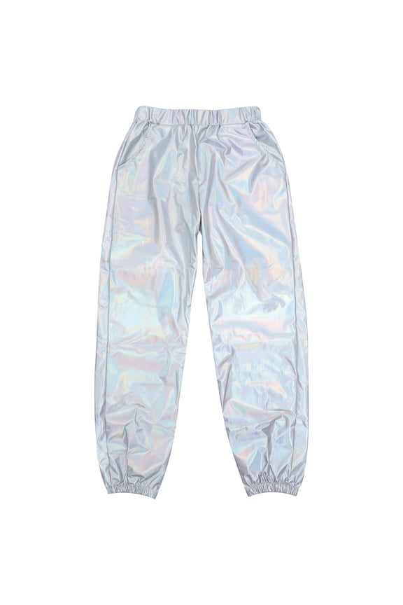 Shiny High Waist Stretchy Jogger Pants Hip-hop Loose Club Wear Sweatpants