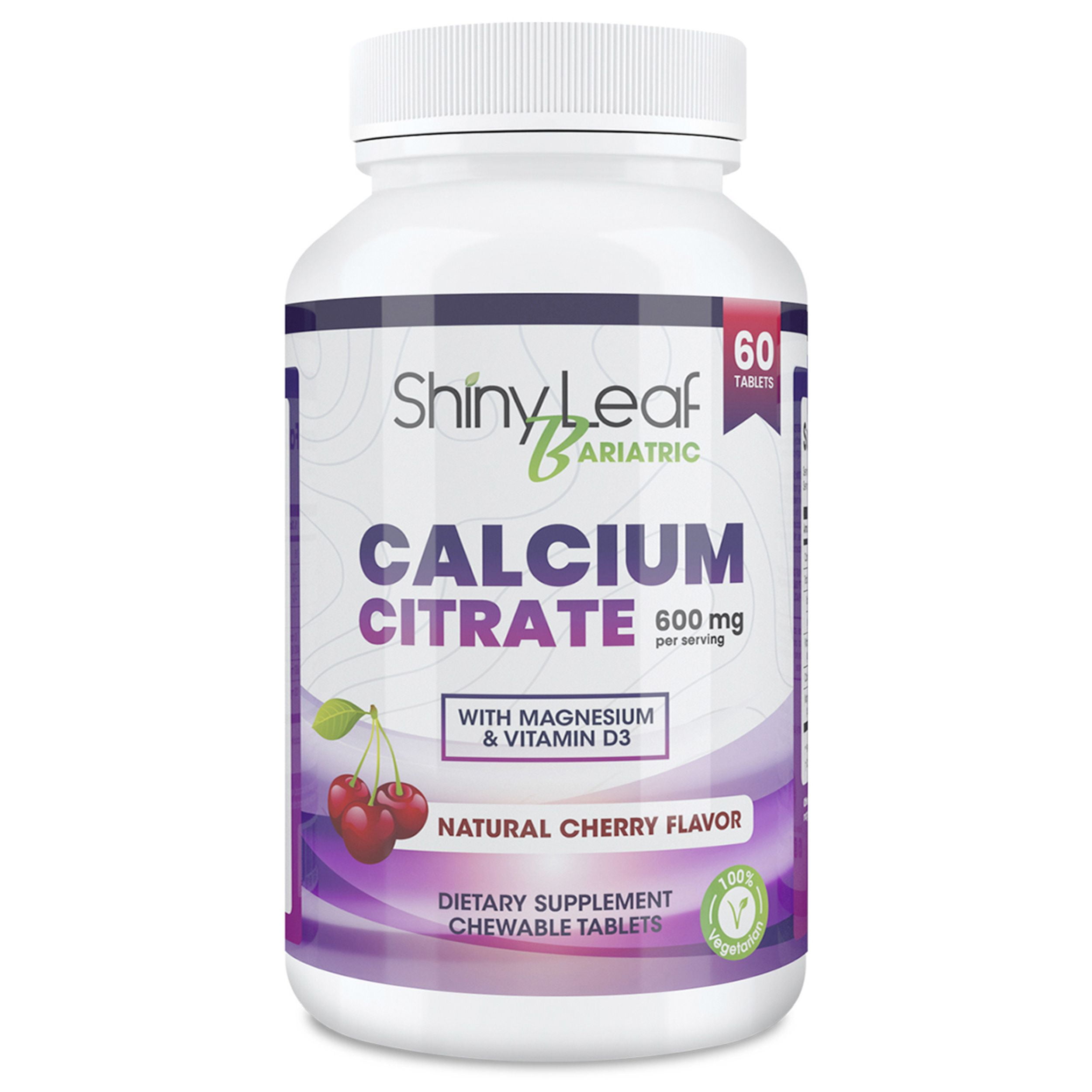 Shiny Leaf Bariatric Calcium Citrate 600 mg Supplement for Bariatric Surgery Patients, 60 Ct