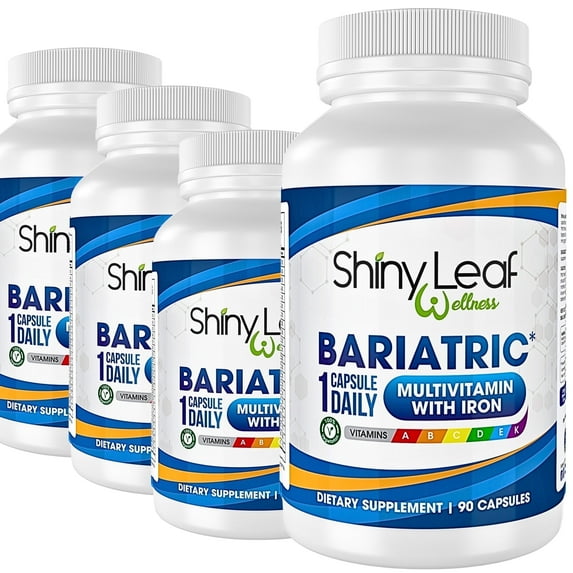 Shiny Leaf Bariatric Multivitamin with Iron - 45 mg for Gastric Bypass, Sleeve Gastrectomy, Roux-en-Y, Duodenal Switch - 22 Vitamins & Minerals, ASMBS Compliant, Vegetarian, Made In USA, GMP, 360 Ct.