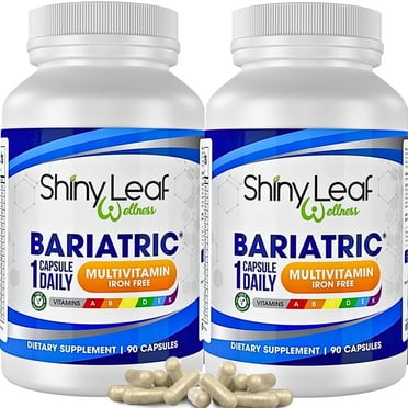 Shiny Leaf Bariatric Multivitamin Without Iron - Vitamins for Gastric Bypass & Sleeve, 1 Daily Capsule W Vitamin A, C, D, Biotin, Zinc, B12, K, Vegetarian, Soy-Free, GMP Cert., Made in USA (180 Ct.)