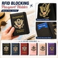 thumbnail image 1 of Shiny Leather Passport Holder for Travel, Pink Us Passport Cover with Metal Great Seal Emblem, Waterproof Leather Passport Sleeve, Rfid Blocking Travel Documents Organizer, Soft, 1 of 7