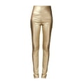 thumbnail image 1 of Shiny Leggings, Audhol Women Faux Leather Legging Metallic High Waist Stretch Leggings Yoga Pants Tights Metallic Leggings Gold XL, 1 of 5