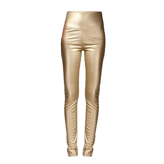 Shiny Leggings, Audhol Women Faux Leather Legging Metallic High Waist Stretch Leggings Yoga Pants Tights Metallic Leggings Gold XL