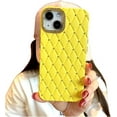 thumbnail image 1 of Shiny Lens Frame Diamond Grid Phone case, Anti-Drop Protection, Small Fragrance Style, Multiple Colours Available, for iPhone 15 14 13 12 11 Pro Max Phone case (Yellow,iPhone 12), 1 of 8