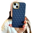 thumbnail image 1 of Shiny Lens Frame Diamond Grid Phone case, Anti-Drop Protection, Small Fragrance Style, Multiple Colours Available, for iPhone 15 14 13 12 11 Pro Max Phone case (Dark Blue,iPhone 14), 1 of 8