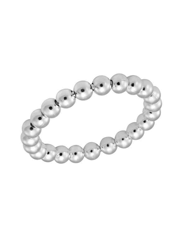 Shiny Linked Spheres of Sterling Silver Beaded Band Ring-9