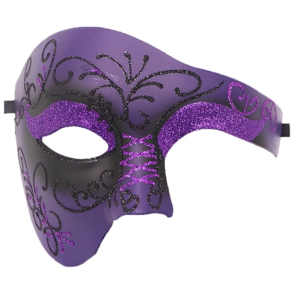 Shiny Masquerade Masks for Men One Eyed Half Face Vintage Venetian Masks Carnival Halloween Mask for Party Prom Ball Costume Mask 1 PC Purple One Size