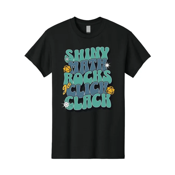 Shiny Math Rocks Go Clich Clack Retro Dice DND Tabletop RPG Unisex T-Shirt, S-5XL