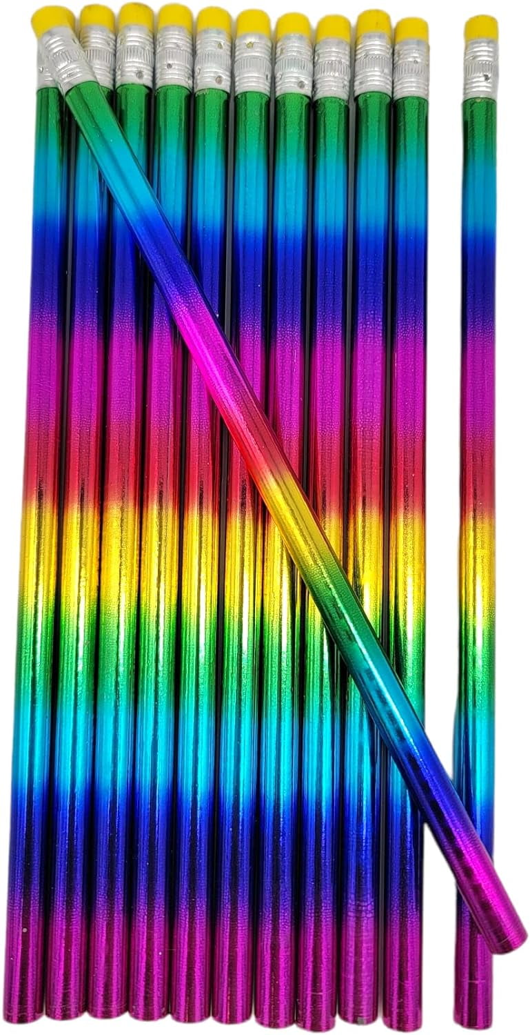 Shiny Metallic Colorful Rainbow Standard #2 Lead Pencils (7.5