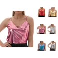 thumbnail image 1 of Shiny Metallic Crop Camisole Tops for Women V Neck Spaghetti Strap Sparkly Holographic Cami Tank Tops Disco Party Clubwear, 1 of 4