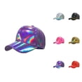 thumbnail image 1 of Shiny Metallic Holographic Baseball Cap for Men Women Pu Leather Dad Hat Hop Hats, 1 of 7