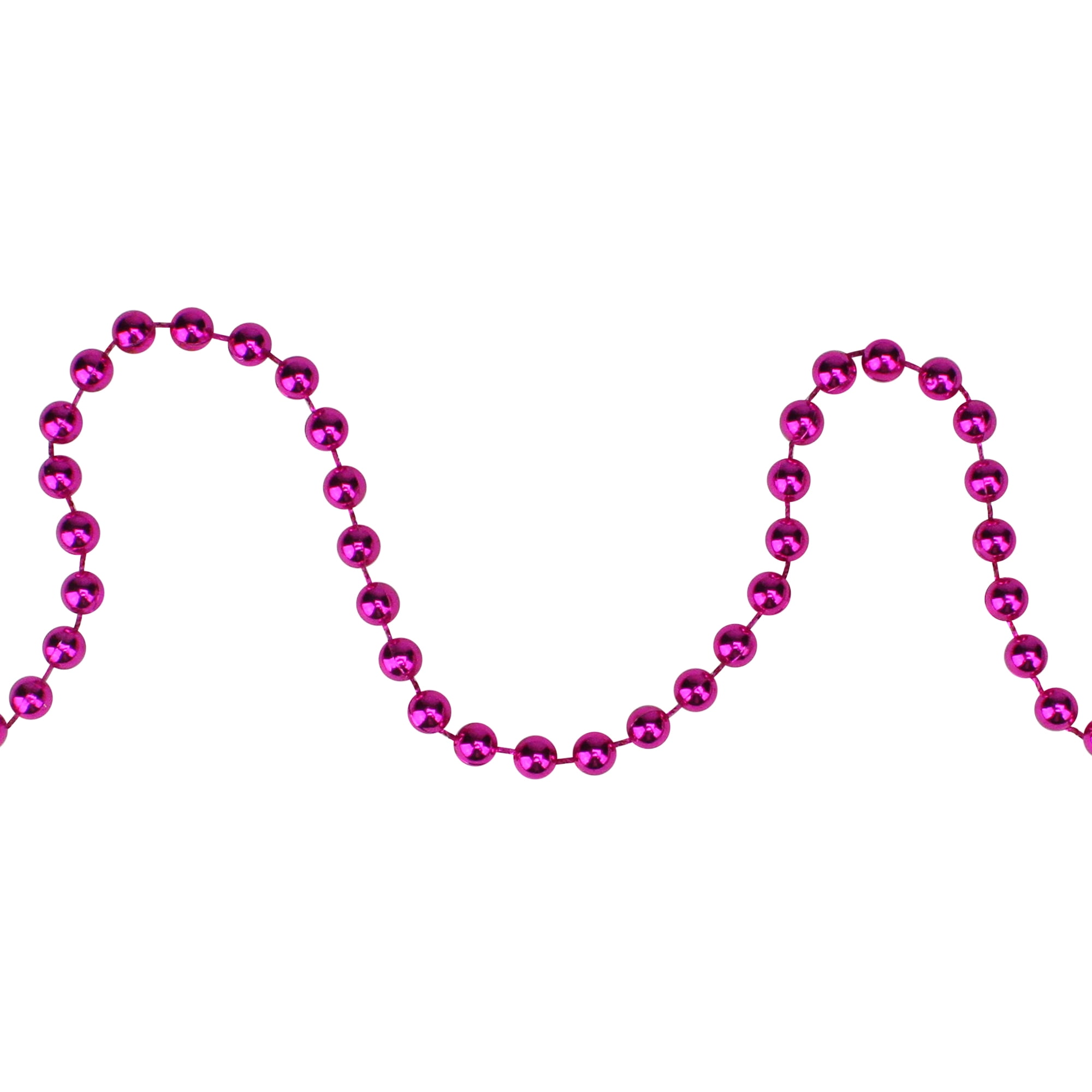 Shiny Metallic Pink Punch Beaded Christmas Garland 15' x 6mm