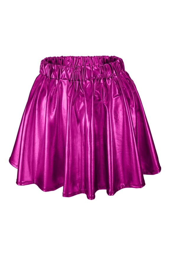 Shiny Metallic Skirts for Women Pleated Flared Mini Skater Skirt Rave Outfits Sparkly Party Mini Skirt for Festival, Concert & Mardi Gras Outfits