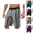thumbnail image 1 of Shiny Metallic Wet Look Sequin Shorts for Men Summer Elastic Waist Straight Leg Sparkly Sequin Shorts with Pockets, 1 of 4