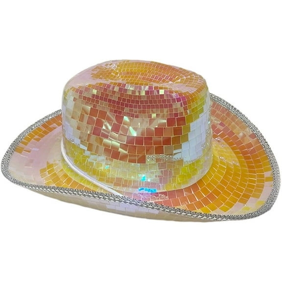 Shiny Mirrored Cowboy Hat, Sparkly Western Party Hat for Women and Men