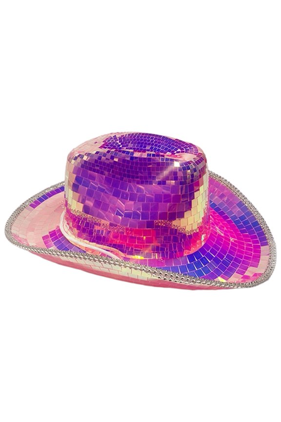 Shiny Mirrored Cowboy Hat, Sparkly Western Party Hat for Women and Men