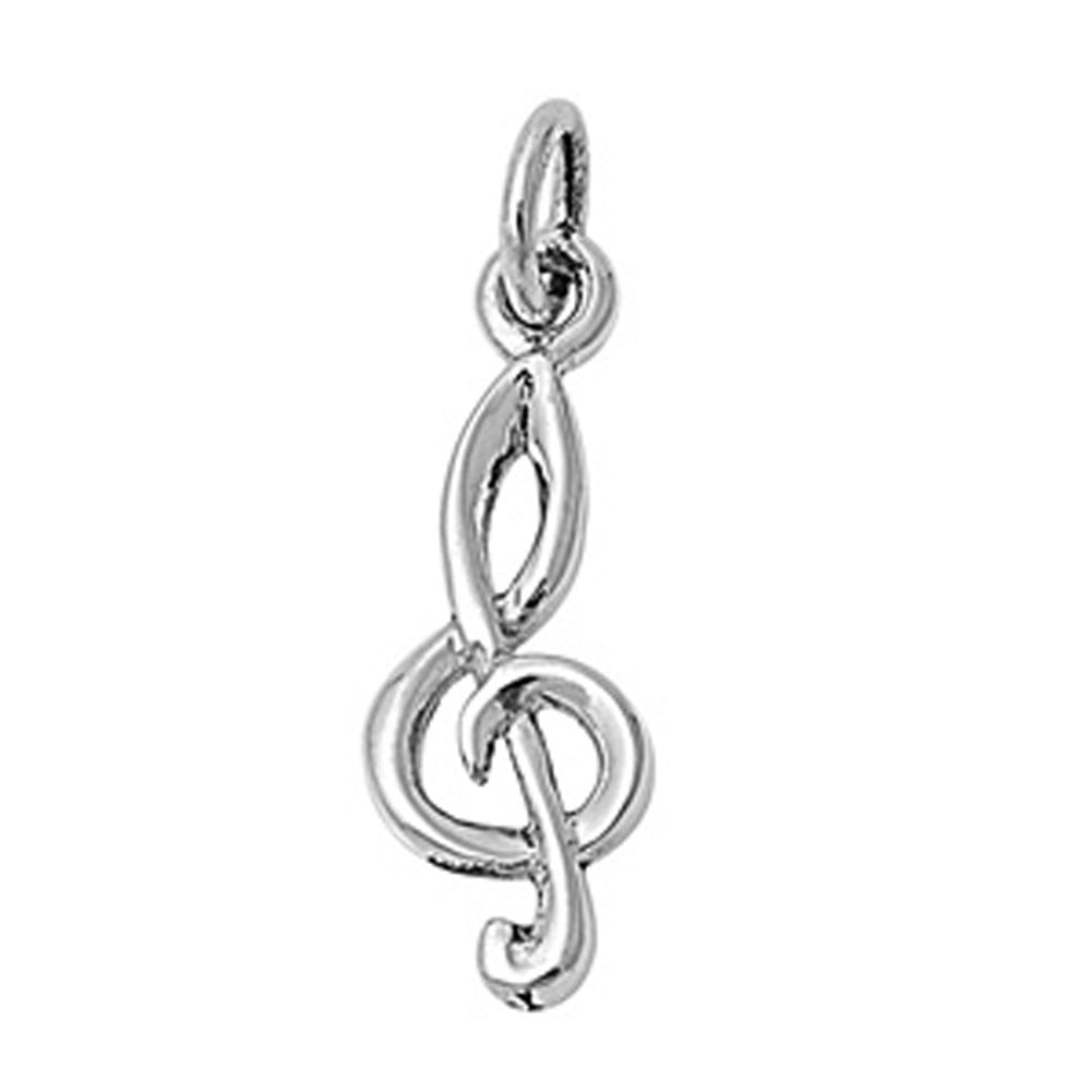 Shiny Music Note Pendant .925 Sterling Silver Treble Clef Musician Choir Charm Jewelry Female Unisex