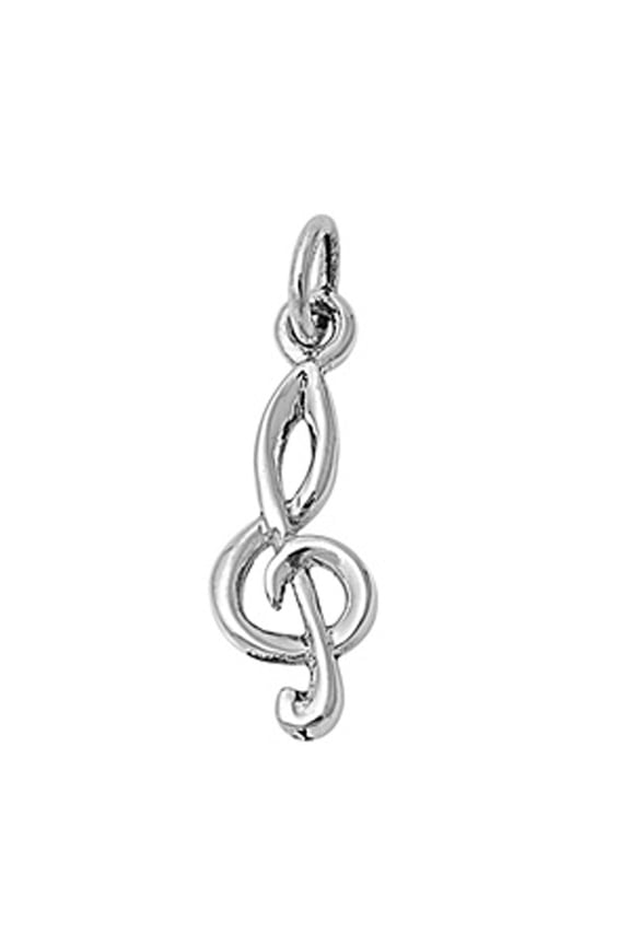 Shiny Music Note Pendant .925 Sterling Silver Treble Clef Musician Choir Charm Jewelry Female Unisex