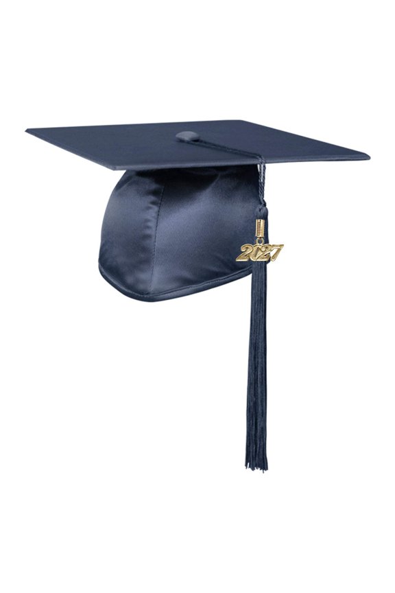 Shiny Navy Blue Graduation Cap  Tassel