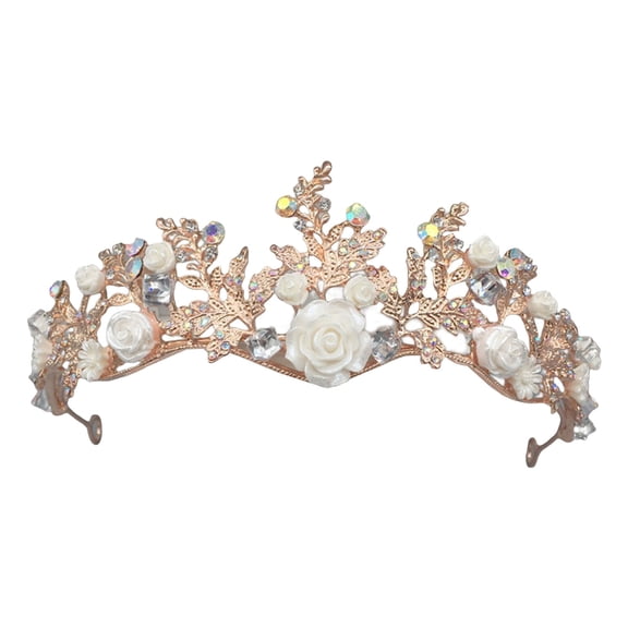 Shiny Noble Elegant Wedding Crown Delicate Flower Leaves Shape Bride Hair Crown Headband Hair Accessories