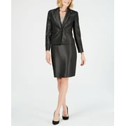 Shiny One-Button Pin-Dot Skirt Suit Black/White 18